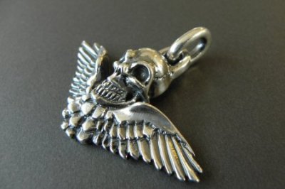 Photo3: Wing Skull Pendant