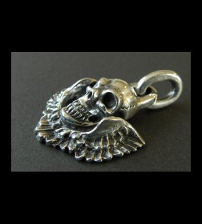 Photo4: Skull Wing Button Pendant