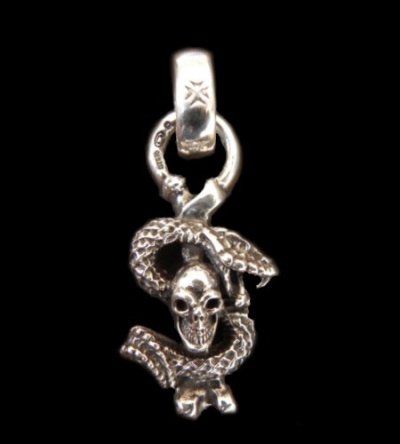 Photo2: Quarter Skull On Snake With H.W.O Pendant