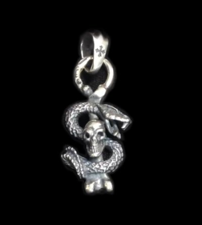 Photo1: Quarter Skull On Snake With H.W.O Pendant