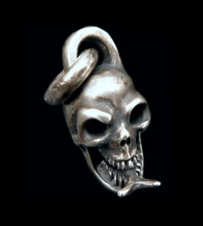 Photo1: Single Skull With Snake Tongue Pendant