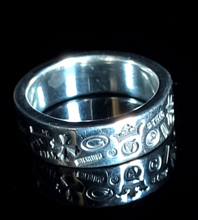 Photo5: Multi Stamp Flat Bar Ring