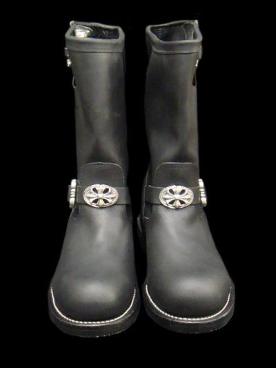 Photo1: Long Boots with Cross Oval