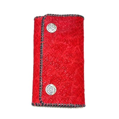 Photo2: Crocodile Flank Cross Inlay Elephant Wallet