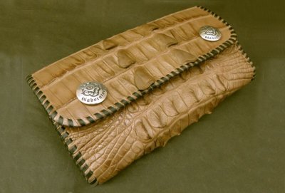 Photo5: Crocodile Tail W-Spine Long Wallet