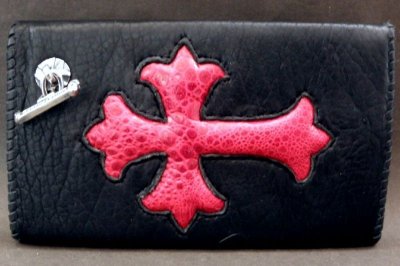 Photo2: Frog Traditional Cross Inlay Bison Long Wallet