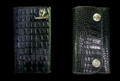 Photo1: Crocodile Horn Back Long Wallet