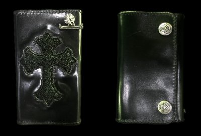 Photo1: Stingray Cross Inlay Buffalo Long Wallet