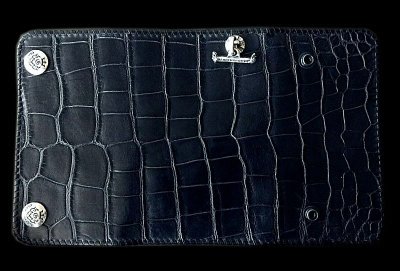 Photo1: Crocodile Belly Plain Long Wallet