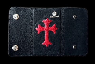 Photo1: Frog Cross Inlay Buffalo Long Wallet