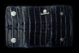 Crocodile Tail W-Spine Plain Long Wallet