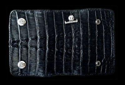 Photo1: Crocodile Tail W-Spine Plain Long Wallet