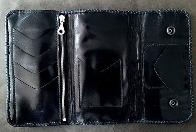 Photo2: Crocodile Tail W-Spine Plain Long Wallet