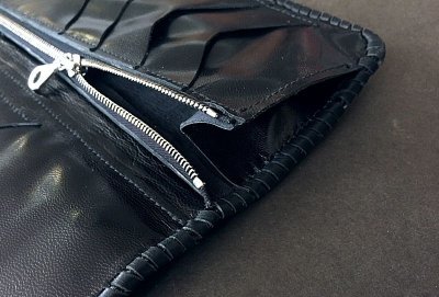 Photo4: Crocodile Tail W-Spine Plain Long Wallet