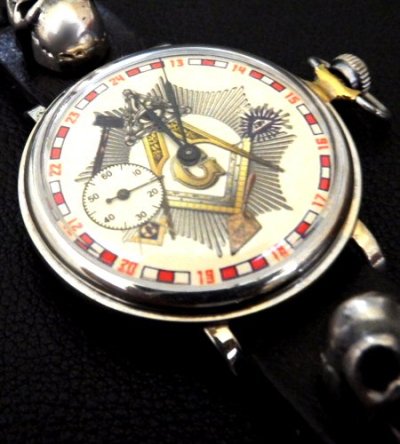 Photo2: FREEMASON Watch With 2Skulls Watch Band