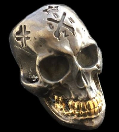 Photo1: Xconz Collaboration 18k Gold Teeth Large Skull Ring 3rd generation