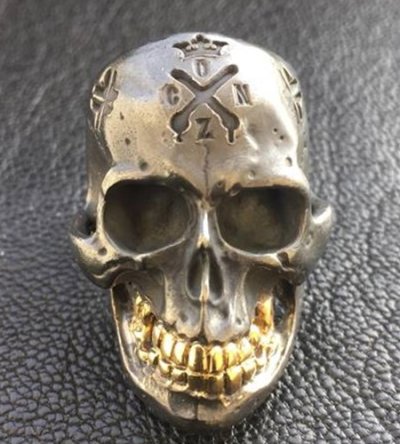 Photo2: Xconz Collaboration 18k Gold Teeth Large Skull Ring 3rd generation