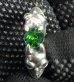 Photo18: Green Garnet Quarter Devil Skull Triangle Wire Bangle Ring