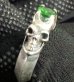 Photo9: Green Garnet Quarter Devil Skull Triangle Wire Bangle Ring