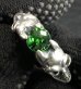 Photo6: Green Garnet Quarter Devil Skull Triangle Wire Bangle Ring