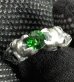 Photo5: Green Garnet Quarter Devil Skull Triangle Wire Bangle Ring