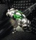 Photo3: Green Garnet Quarter Devil Skull Triangle Wire Bangle Ring