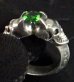 Photo16: Green Garnet Quarter Devil Skull Triangle Wire Bangle Ring