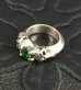 Photo15: Green Garnet Quarter Devil Skull Triangle Wire Bangle Ring