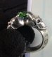 Photo12: Green Garnet Quarter Devil Skull Triangle Wire Bangle Ring