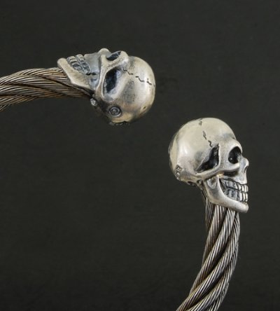 Photo5: Skull Cable Wire Bangle