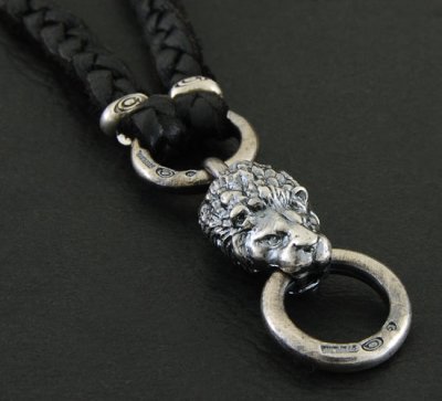 Photo2: Quarter Lion & braid leather necklace