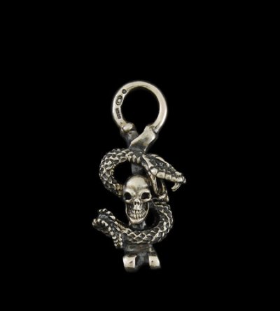 Photo1: Quarter Skull On Snake Pendant