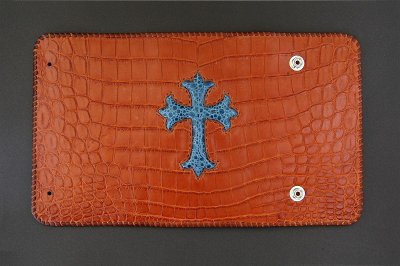 Photo3: Frog Cross Inlay Crocodile(Belly) Long Wallet