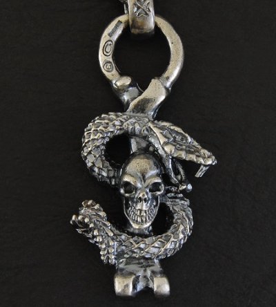 Photo4: Half Skull Snake Chiseled Anchor Wallet Hanger