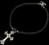 Quarter 4Heart Crown Cross braid leather necklace