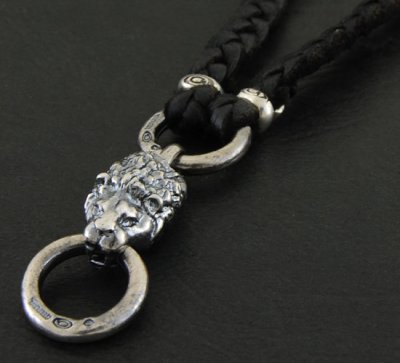 Photo3: Quarter Lion & braid leather necklace