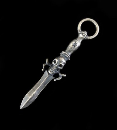 Photo1: Half Dagger With Skull Pendant