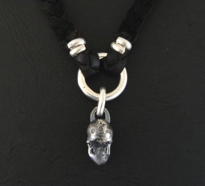 Photo3: Skull braid leather necklace