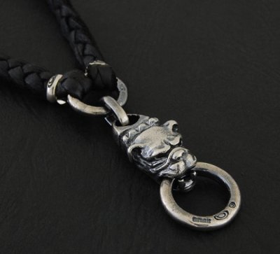 Photo2: Half old Bulldog braid leather necklace