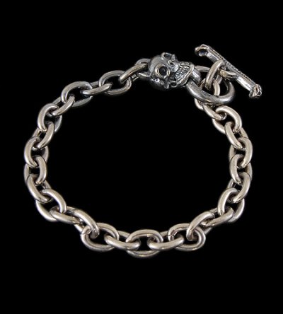 Photo1: Quarter Skull Half Chain Bracelet