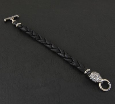 Photo3: Half Lion Wide Lacing braid leather bracelet