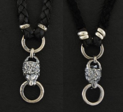 Photo4: Quarter Lion & braid leather necklace