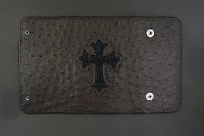 Photo3: Stingray Cross Inlay Ostrich Long Wallet