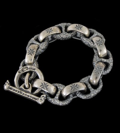 Photo1: H.W.O & Chiseled Anchor Links Bracelet