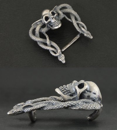 Photo3: Skull on Snake Belt Buckle