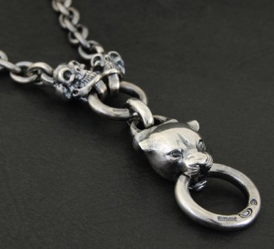 Photo2: Half Panther With 2 Quarter Skull & 7Chain Necklace