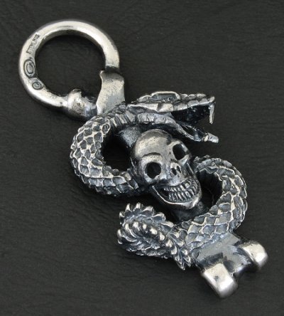 Photo2: Skull On Snake Pendant