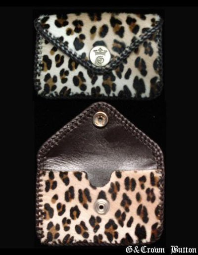 Photo1: Hair-On Skin(Leopard) Card Case