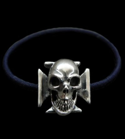 Photo1: Skull On Iron Cross Hair Band