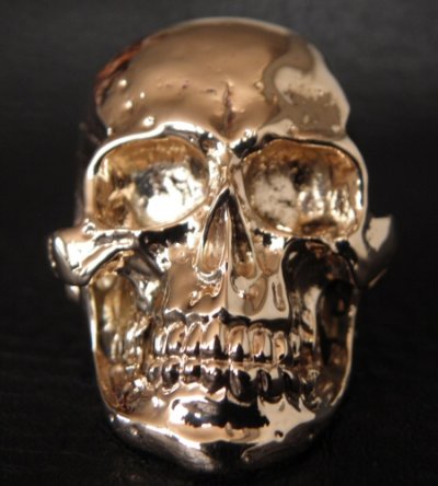 Photo2: 10k Gold Large Skull Ring with Jaw